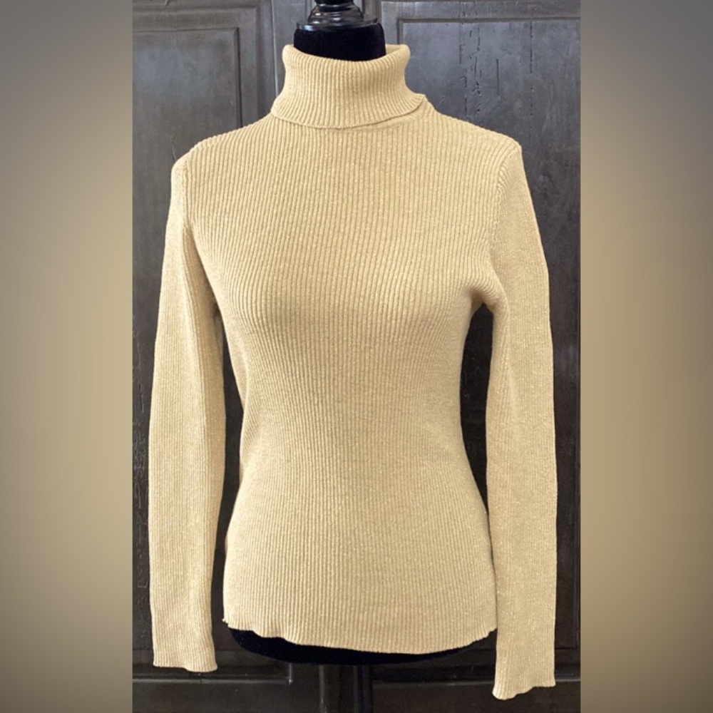 Basic Edition gold sparkly turtleneck sweater - Size Medium